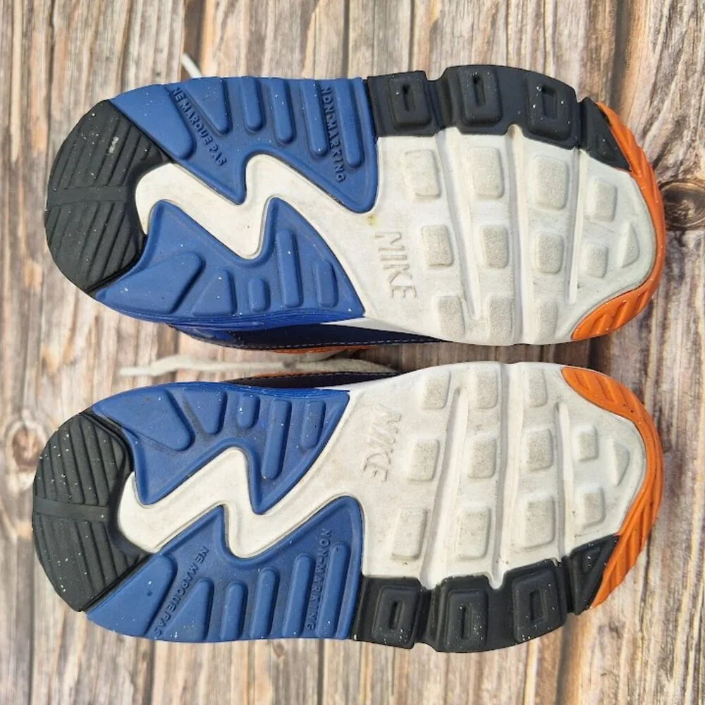 Little Kids Nike Air Max 90 Leather TD White Midnight Navy Sneakers  Size 7